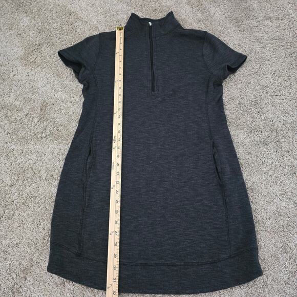 Women's  Quarter Zip Sweater Dress Gray Short Sleeve S Casual Winter Layering - Picture 7 of 9